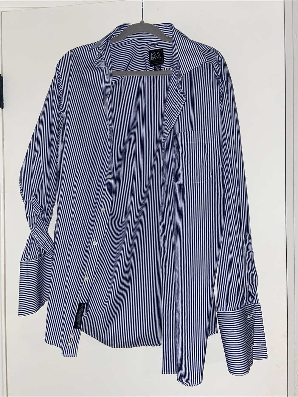J. Crew Men’s Navy and White Pinstripe Dress Shirt